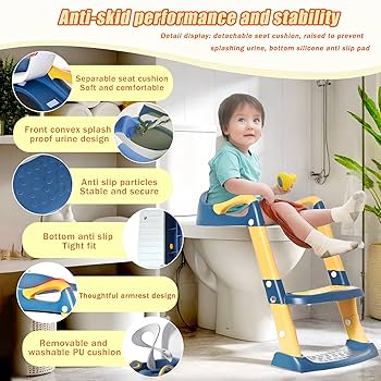 2 in 1 Foldable Potty Training Toilet Seat & Ladder | Soft Cushion & Anti-Slip